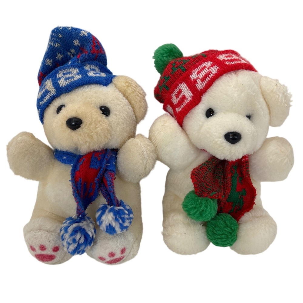 Vintage 1988 1989 Dan Dee Kmart Christmas Holiday Plush Bears Set of 2 Teddy